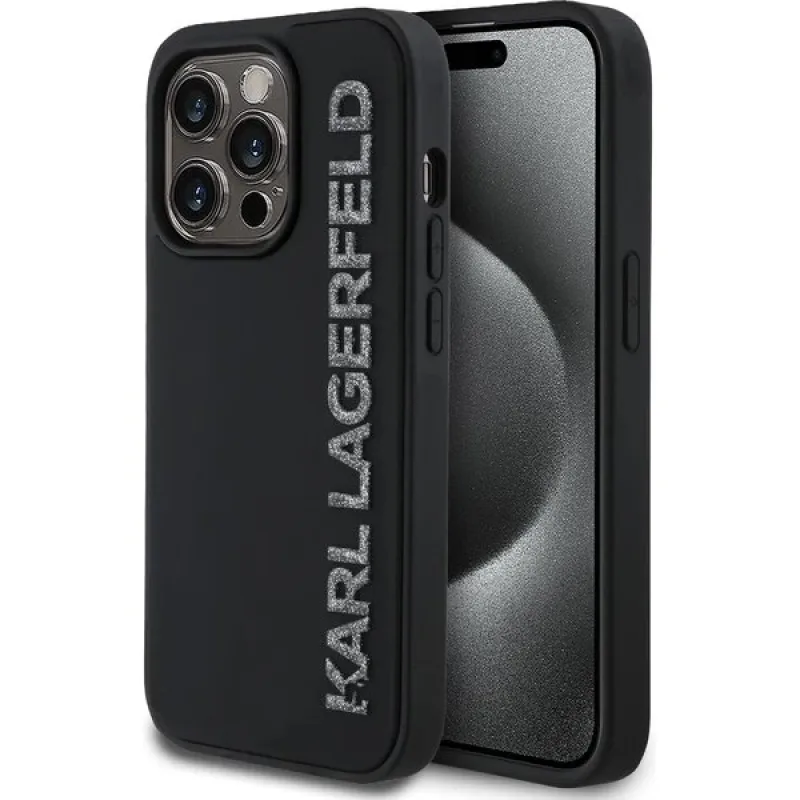 Karl Lagerfeld 3D Rubber Glitter Logo kryt iPhone 13 Pro čierny…