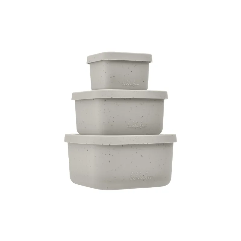 KikkaBoo Sada boxov na desiatu 3 ks Platinum Silicone Sand