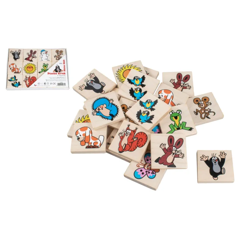 Detoa Pexeso Krtko spoločenská hra 24 drevených kameňov v krabičke 17x13x1,5cm