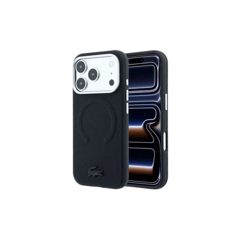 Lacoste PVC Petit Pique Semi Wrap Embossed MagSafe kryt iPhone 18 Pro Max čierny (57983131838)