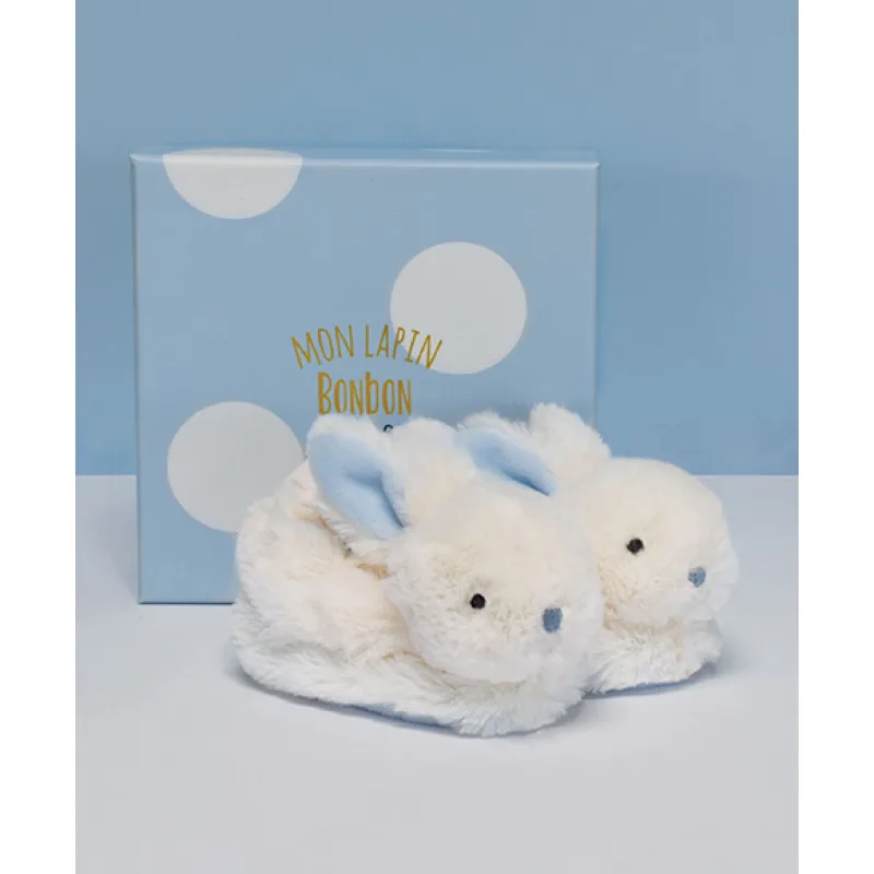 Doudou et Compagnie Paris Doudou Darčeková sada - Sada botiček s chrastítky králíček modrý 0-6 měsíců