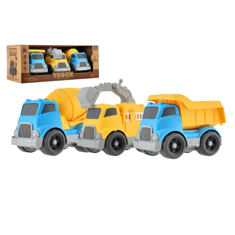 Teddies Auto stavebné 3ks na voľný chod 7x10cm v krabičke