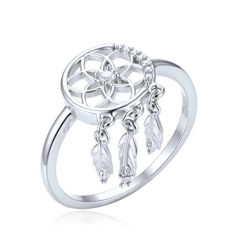 Elegantný strieborný prsteň s lapačom snov a bielym zirkónom MINET JMAS0352SR, 52, 2.15 g