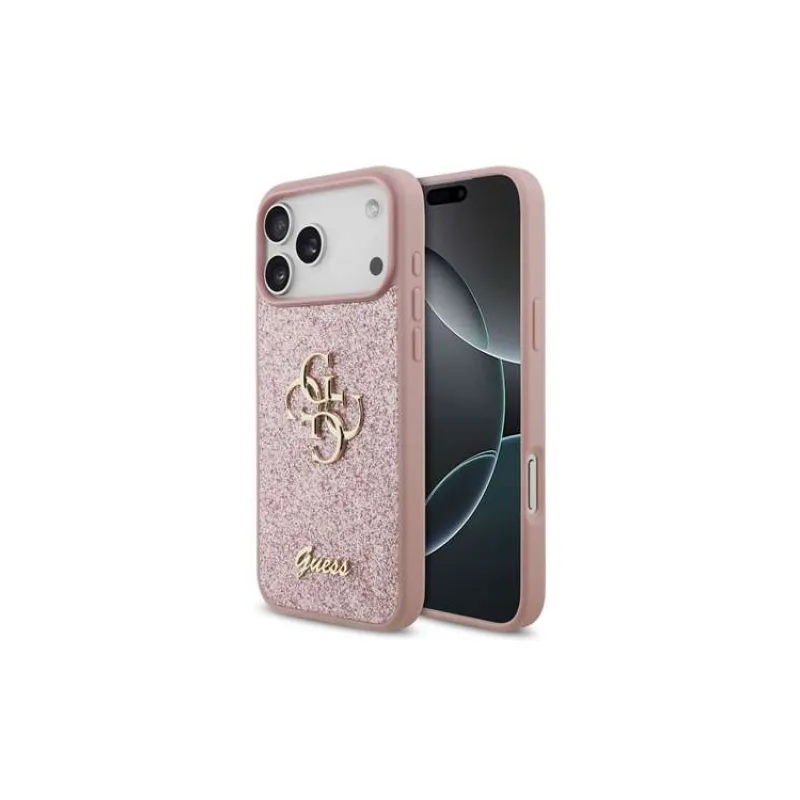 Guess PU Fixed Glitter 4G Metal Logo kryt iPhone 18 Pro Max ružový (57983131398)
