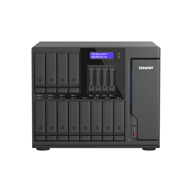 QNAP TVS-AIh1688ATX-U9-32G (Ultra 9, ZFS, 32GB DDR5 ECC RAM, 12x 3,5"+ 4x 2,5", 2x 2,5GbE, 2x 10GbE) TVS-AIh1688ATX-U9-32G
