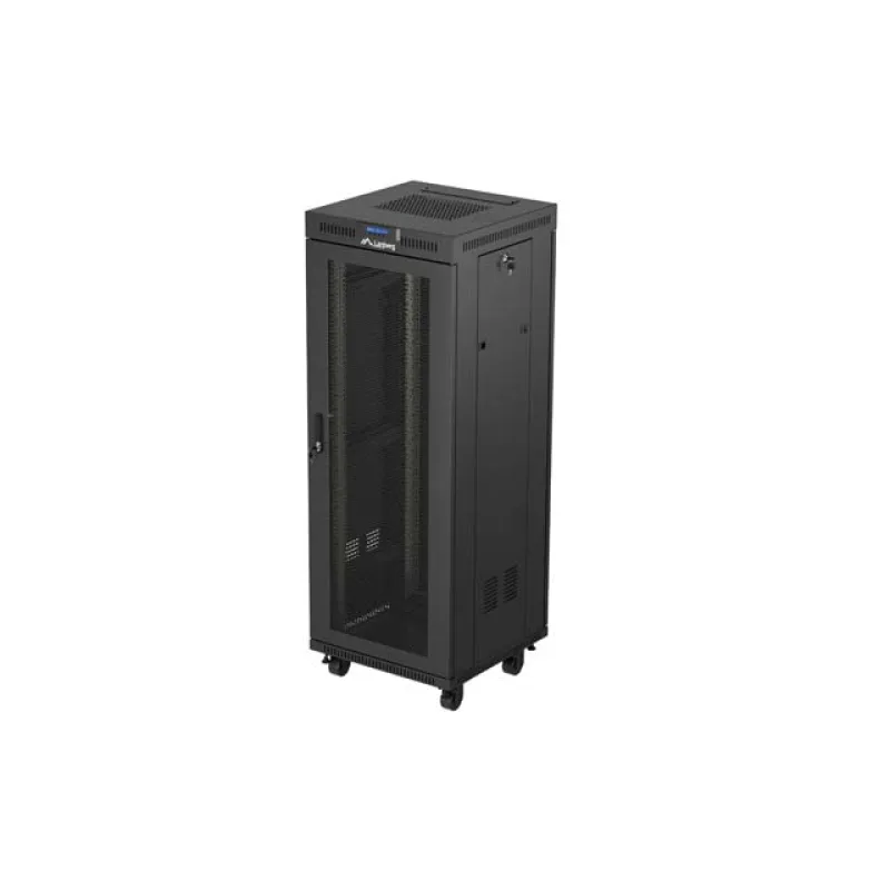 19" VOLNĚ STOJÍCÍ RACKOVÁ SKŘÍŇ 32U 600X600 ČERNÁ LCD S PERFOROVANÝMI DVEŘMI LANBERG (PLOCHÉ BALENÍ) FF01-6632-23BL