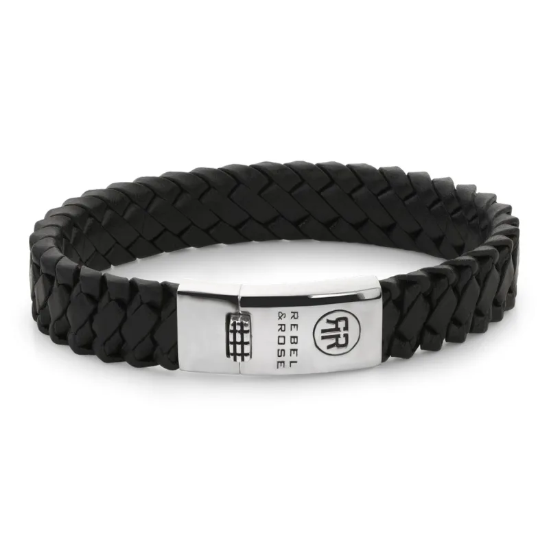Pánsky kožený náramok Rebel & Rose Braided Apollo Black RR-L0181-S-L+