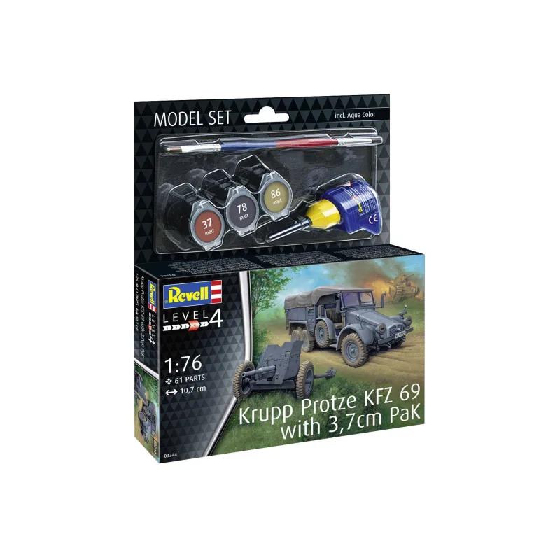Revell ModelSet military 63344 - Krupp Protze Kfz 69 with 3.7cm Potom (1:76)