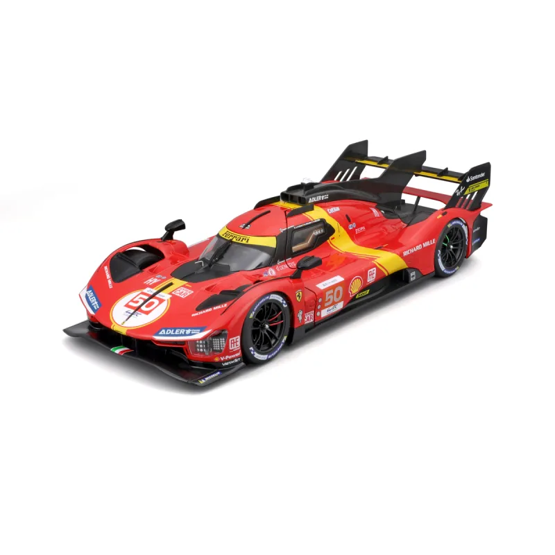 Bburago - RACING, Ferrari 499P - 24H Le Mans Champion 2024 v dekoratívnom boxe, 1:18