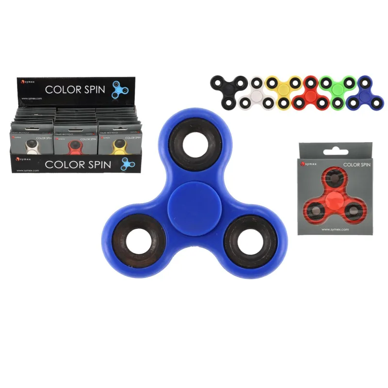 Teddies Fidget Spinner kov/plast 6 farieb v krabičke 9x11cm