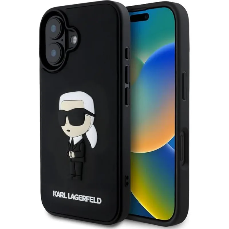 Karl Lagerfeld 3D Rubber Ikonik kryt iPhone 16 čierny 57983122746
