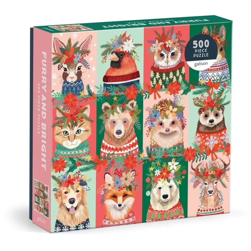 Galison Galison Puzzle Vianočné chlpáči 500 dielikov