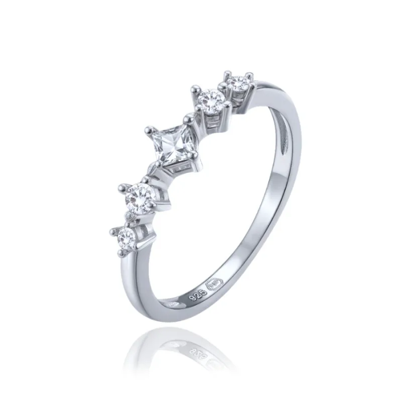Elegantný strieborný prsteň s bielymi zirkónmi MINET JMAN0569SR, 52