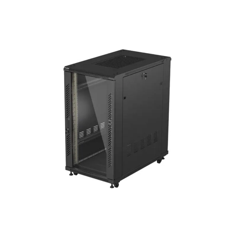 19" VOLNĚ STOJÍCÍ RACKOVÁ SKŘÍŇ 22U 600X1000 ČERNÉ SKLENĚNÉ DVEŘE LANBERG (PLOCHÉ BALENÍ) FF01-6022-12B