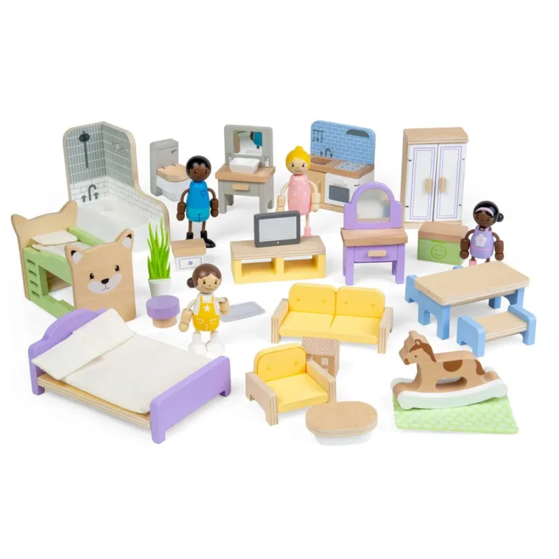 Bigjigs Toys Bigjigs Toys Sada drevený nábytok do domčeka pre bábiky
