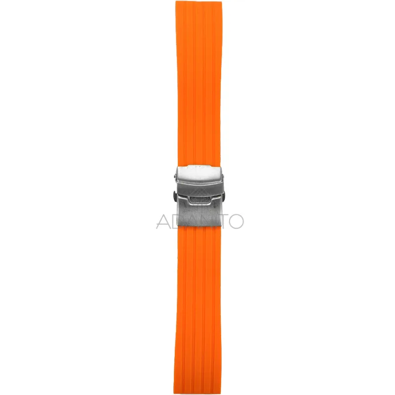 Silikónový remienok na hodinky s preklápacou sponou 22 mm oranžový ADANITO TS007R19S00-22