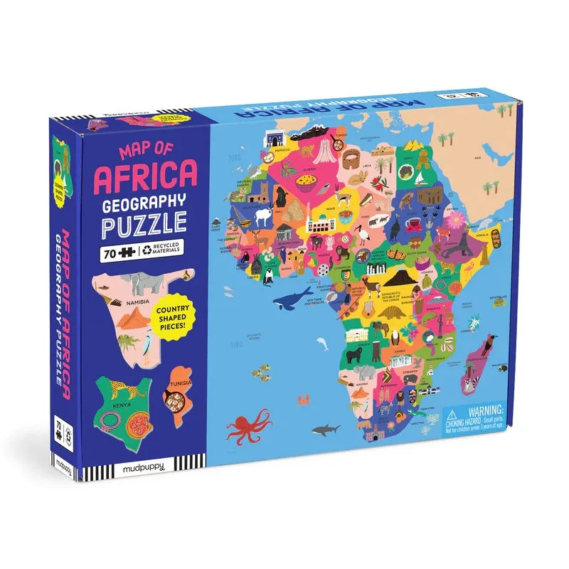 Mudpuppy Mudpuppy Zemepisné puzzle Mapa Afriky 70 dielikov