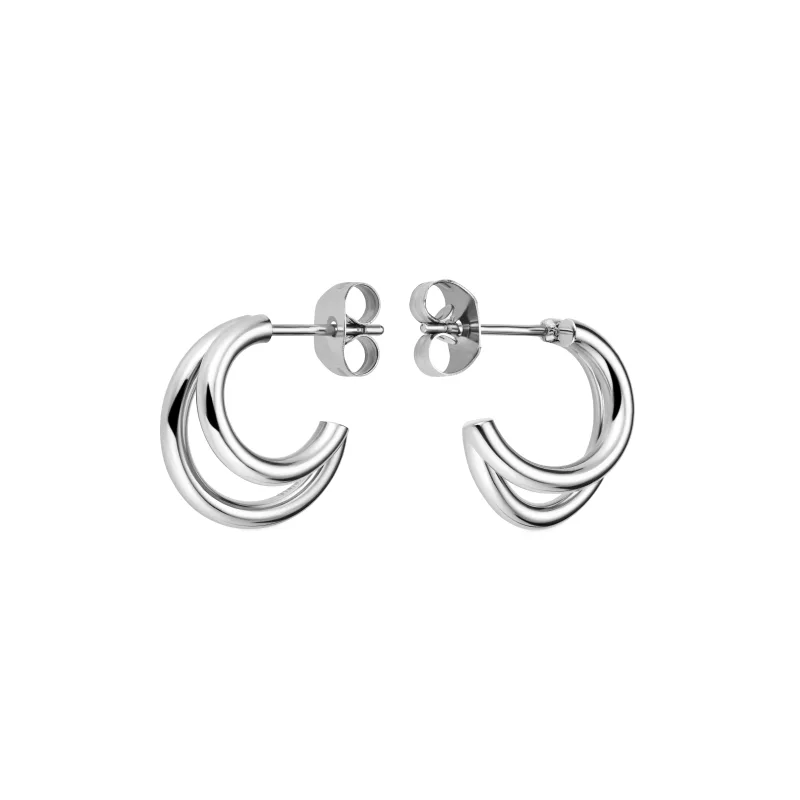 Náušnice Rosefield striebornej farby Double Hoops JEDHS-J576