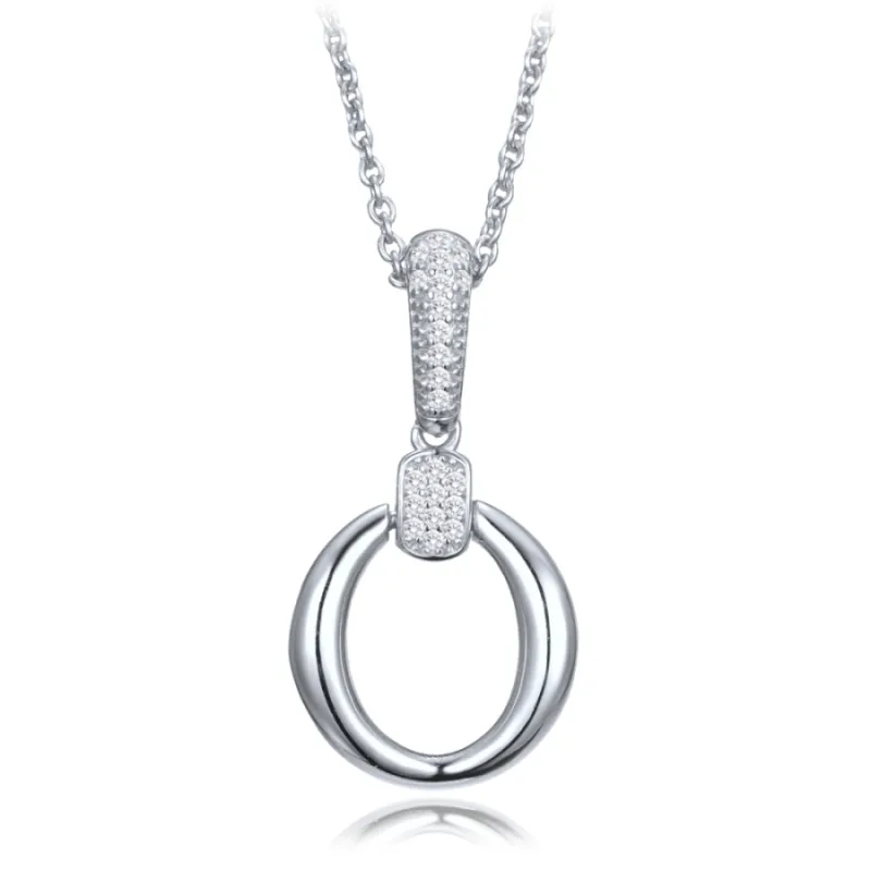 Elegantný strieborný náhrdelník so zirkónmi MINET JMAS0323SN45