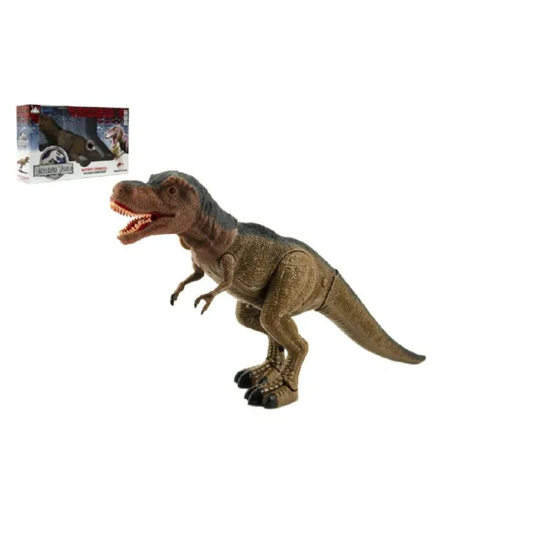 Teddies Dinosaurus tyranosaurus chodiaci plast 40cm na batérie so svetlom so zvukom v krabici