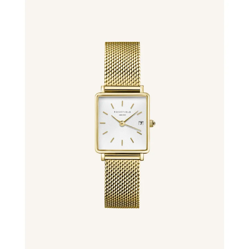 Dámske hodinky Rosefield Boxy XS Gold Mesh QMWMG-Q039