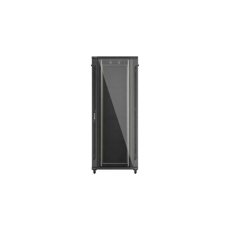 LANBERG 19" VOĽNE STOJÚCA RACKOVÁ SKRIŇA 42U/800X1000 (FLAT PACK) S PRESKLENÝMI DVERAMI ČIERNA (FF01-8042-12B)