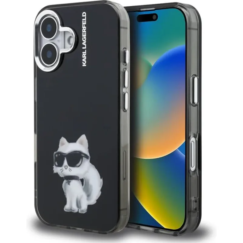 Karl Lagerfeld IML Aquarelle Choupette kryt iPhone 16 čierny 57983125059