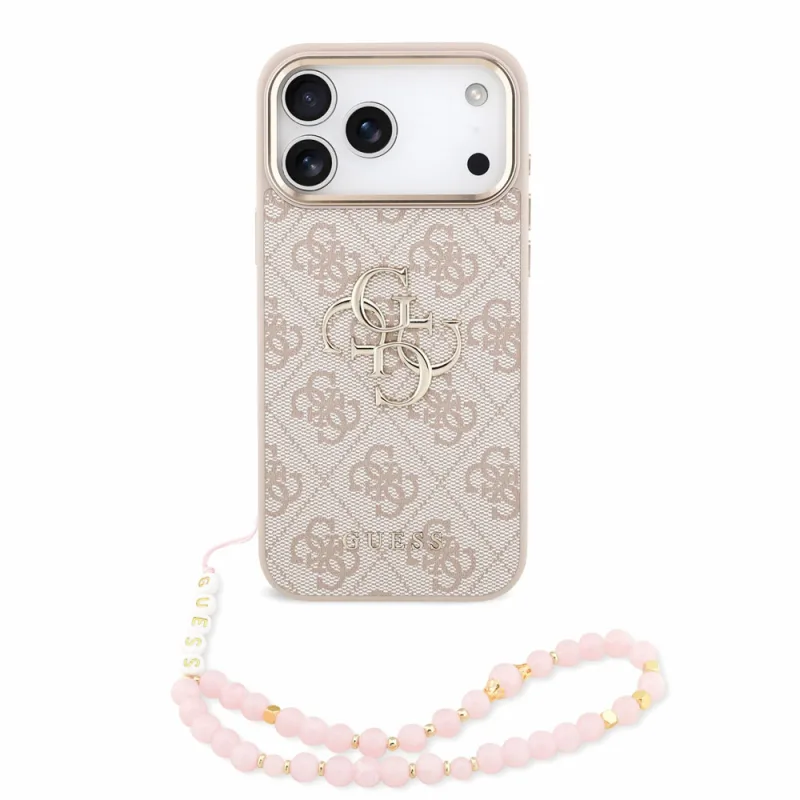 Guess PU 4G Metal Logo Strap kryt iPhone 18 Pro Max ružový 57983131394