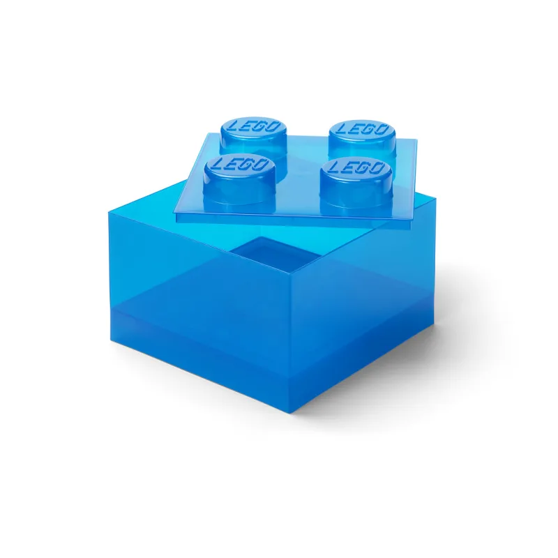 LEGO úložný box 4 s vekom - priehľadná modrá