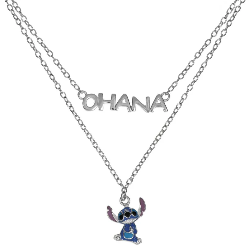 Disney detský dvojitý náhrdelník Lilo & Stitch strieborný NS00059SRHL-17.CS