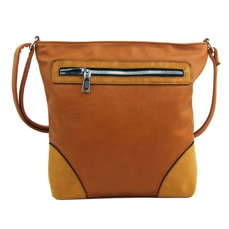 NEW BERRY Stredne veľká hnedo-okrová crossbody dámska kabelka NH8123