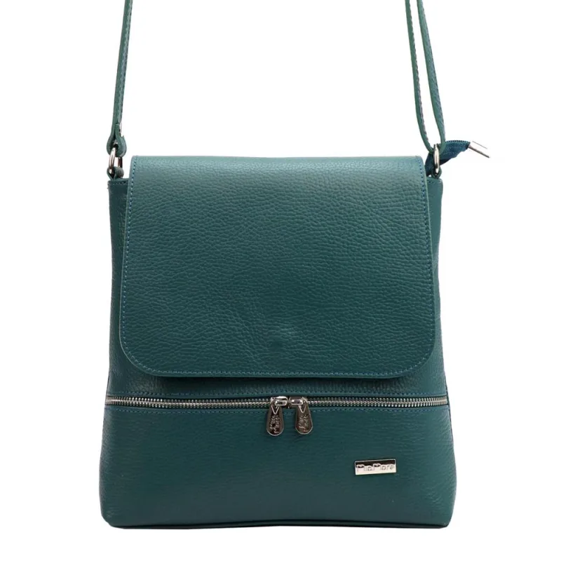 MiaMore Kožená dámska crossbody kabelka petrolejová modro-zelená
