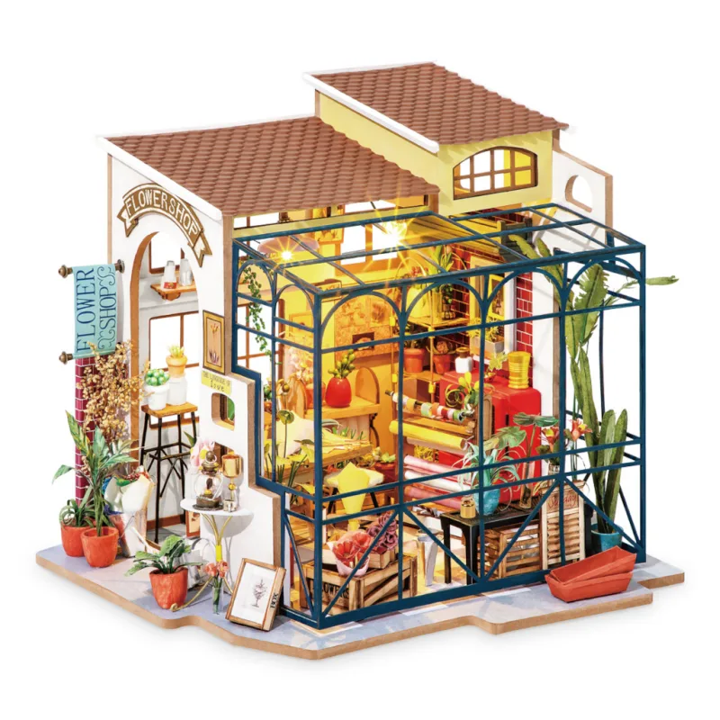 RoboTime RoboTime 3D drevená skladačka Miniatúra domčeku Kvetinárstvo