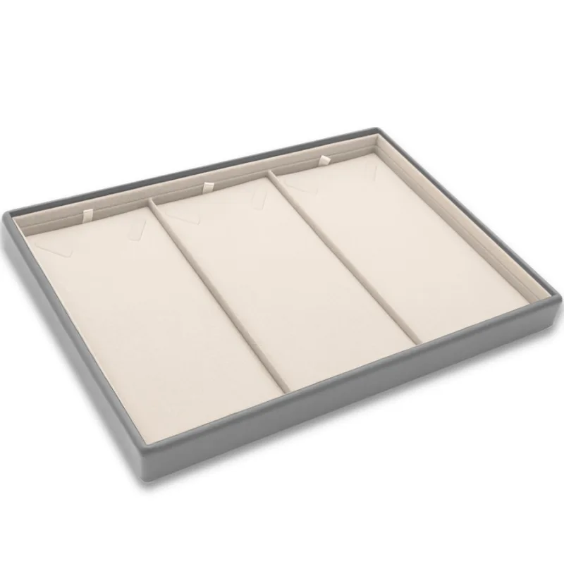 Šedobéžový prezentačný podnos na šperky - 3x naszyjnik - 31,5 x 22,5 cm MINET XTJSB09