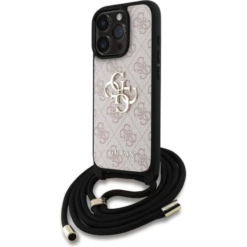 Guess PU 4G Metal Logo Crossbody Popruh kryt iPhone 15 Pro ružový…