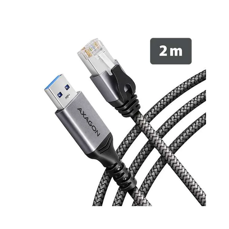 AXAGON ADE-AM20, USB-A Gigabit Ethernet adaptér s integrovaným sieťovým CAT6 káblom RJ-45 (2 m) (ADE-AM20)