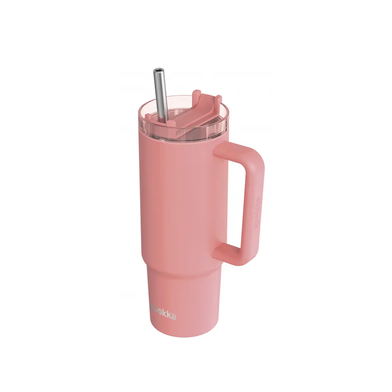 Quokka Nerezový termohrnček so slamkou Vibe Coral 880 ml
