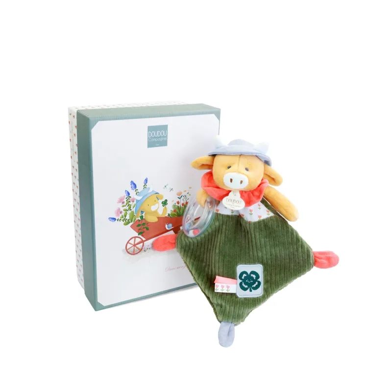 Doudou et Compagnie Paris Doudou Darčeková sada Plyšová kravička Aneth s hrkálkou 21 cm