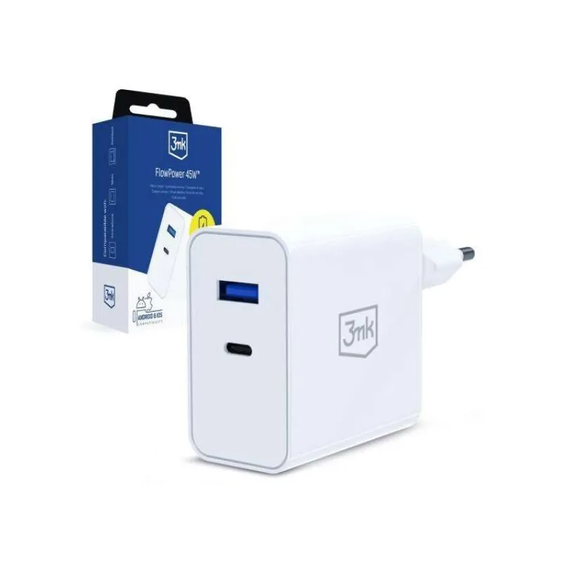 3mk FlowPower 45W 1A1C PD3.0 QC4+ White (5903108750813)