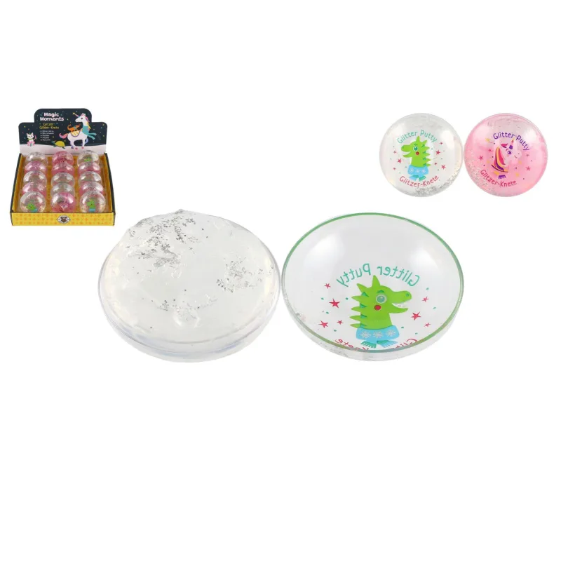 Teddies Sliz - hmota 20g 5cm jednorožec třpytivý 2 barvy v plastové krabičce 15ks v boxu