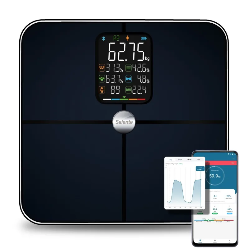 Salente BodyFit, chytrá osobní diagnostická fitness váha, Bluetooth, černá BODYFIT-BK