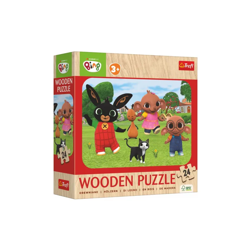 Trefl Puzzle drevené 24 dielikov Králiček Bing/Bing Bunny 28x19, 5cm v krabici 20x20x5cm