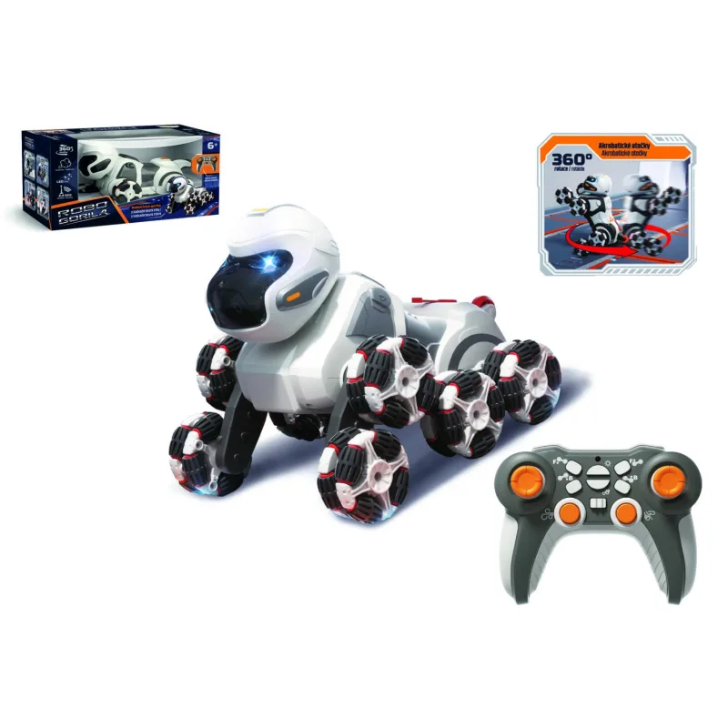 Teddies Gorila RC vypúšťajúca paru plast 24cm 2,4GHz na bat. + dobíjací pack so svetlom, zvukom v krabici