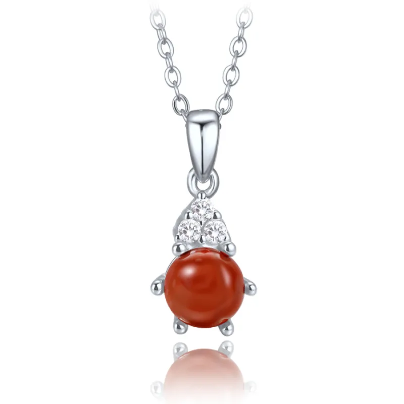 Elegantný strieborný náhrdelník s jaspisom a zirkónmi MINET JMAS0318CN45