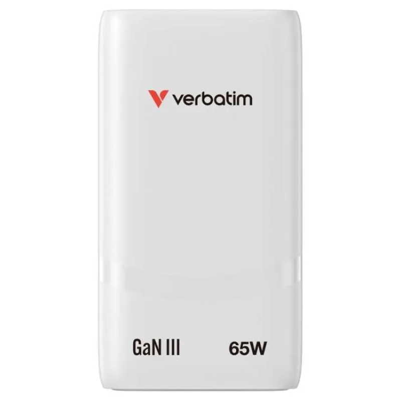 VERBATIM GaN Nabíječka Fold 'n' Go 65W, 2xUSB-C, bílá (32355)