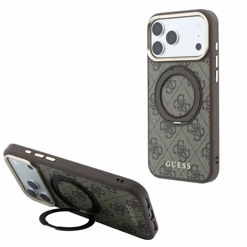 Guess PU 4G Ring Stand MagSafe kryt iPhone 18 Pro Max hnedý 57983131194
