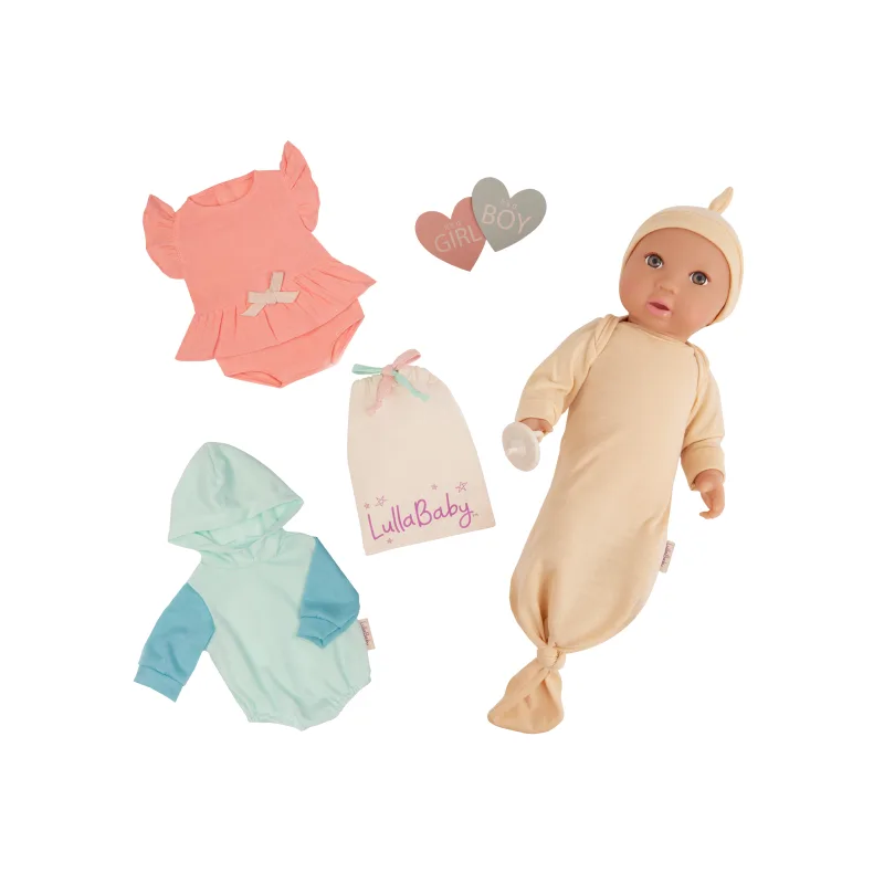 LullaBaby Bábika 35 cm s prekvapením Gender Reveal