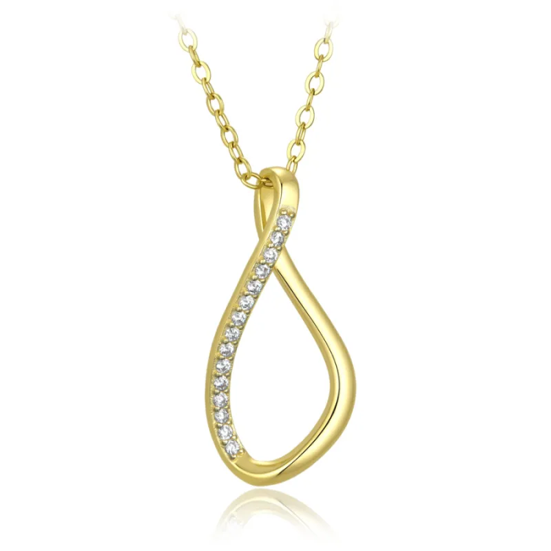 Elegantný pozlátený strieborný náhrdelník s bielym zirkónom MINET JMAS0360GN45