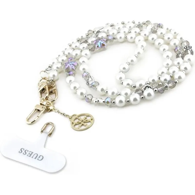 Guess Crossbody Popruh Pearl and 4G Charm biely 57983127222