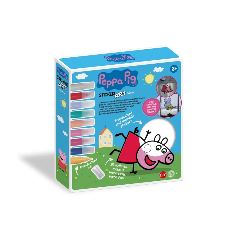 Teddies Okenné samolepky a omaľovánky Peppa Pig s farbami v krabici 25x26,5x5cm